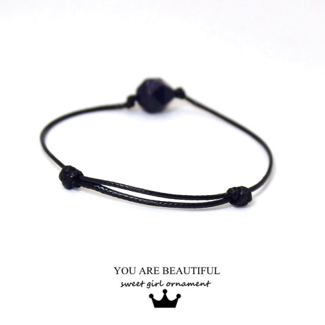 Blu -ray Simple Blue -grained black rope bracelet couple girlfriend hand rope Mori hand decoration birthday gift