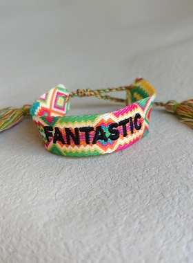 字母星星民族风编织亮色手绳手链彩色流苏饰品小众学生闺蜜款2025