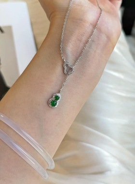 s925银冰透小葫芦吊坠项链