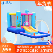 Jump Di Kids Inflatable Castle Home Seahorse Trampoline Jets Jets Water Indoor Naughty Castle Small And Medium Jumping Bed Slides