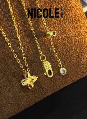 Nicole Jewelry 小红花四叶草项链纯银 小巧精致闪耀彩宝日系设计