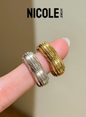 NICOLE JEWELRY 意大利CNC刻面灯球戒指女老钱风爆闪纯银指环百搭