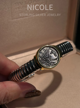 Nicole Jewelry 财富女神堤喀古币手镯S925纯银小众轻奢复刻古币