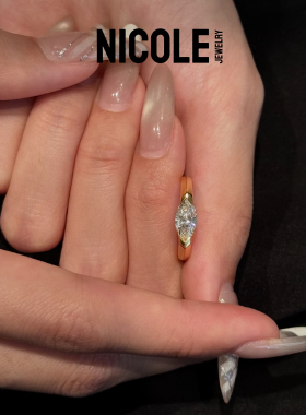 Nicole Jewelry 简约时髦马眼1ct高品质精工手镶素圈戒指S925镀金
