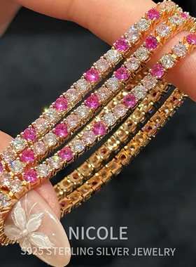 leS925纯银网球手链温柔千金风