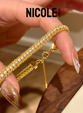 Nicole Jewelry麻花蕾丝纯银手链女意式重工复古简约时尚精致气质