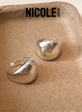Nicole Jewelry 纯银素圈椭圆光面戒指女小众设计宽版女士5g左右