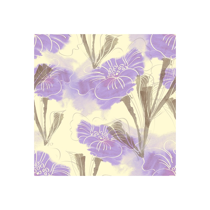 Flora春夏温柔的浅紫淡黄撞色水彩花卉画花朵韩版方巾丝巾小领巾 - 图3