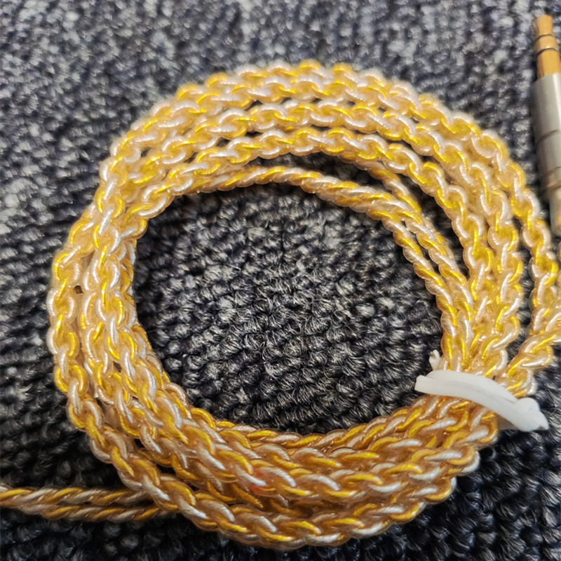 金银混编MMCX3.5MM插头耳机线材128芯高音增强插拔款麻花线耳机头-图0