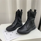 Martens, осенние кожаные короткие сапоги со шнурками, 2022, из натуральной кожи