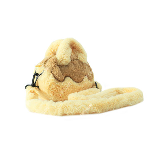 【刘叮当甄选】韩版软萌焦黄布丁可爱甜心毛绒斜挎包（带挂件） - 图1