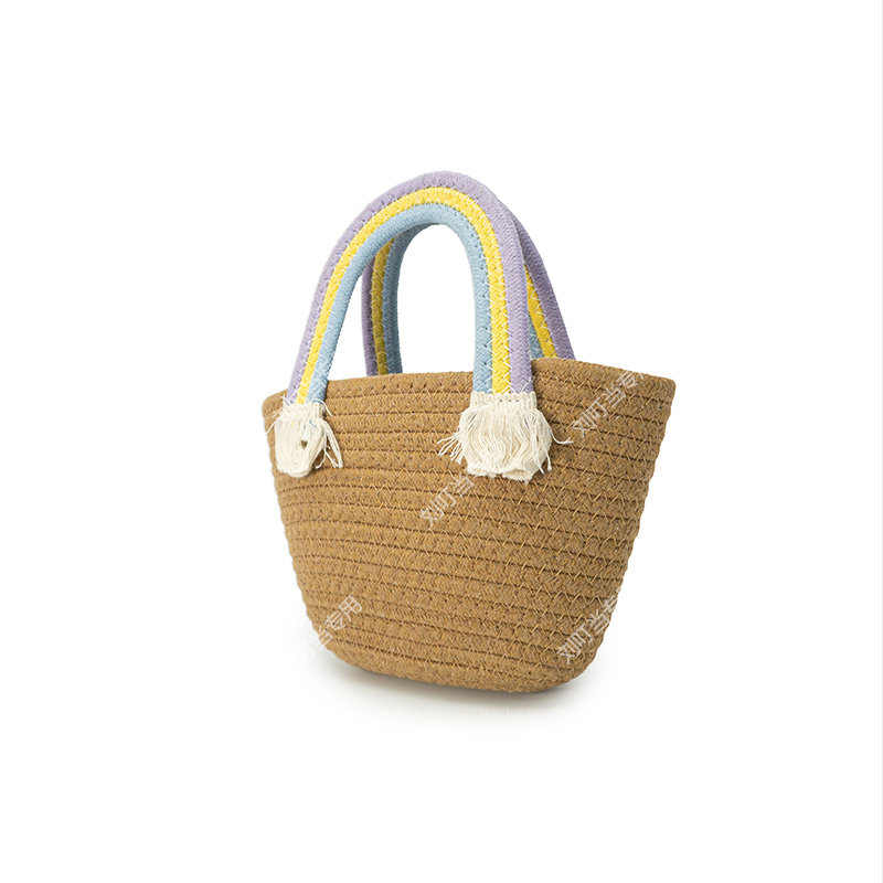 【刘叮当甄选】太阳花朵棉绳编织包包草编包包手提云朵彩虹包篮子,淘宝优惠券,粉丝福利购,淘宝优惠卷