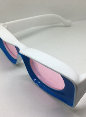 个性白色蓝色椭圆太阳镜女墨镜