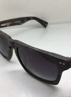 Vulk Black Hans深棕色仿木板材框方形太阳镜墨镜男女通用