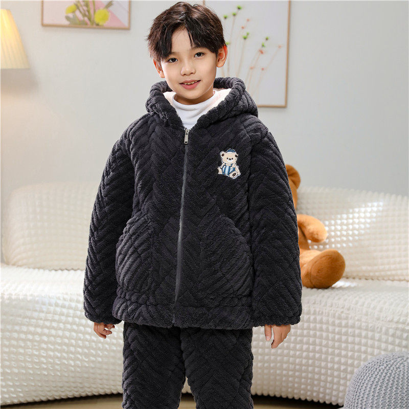 儿童睡衣冬季加绒加厚三层夹棉男童法兰绒女童宝宝男孩女孩家居服,淘宝优惠券,粉丝福利购,淘宝优惠卷