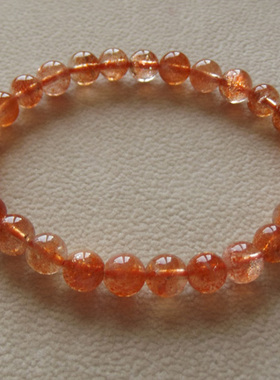 巴西天然草莓晶 蔷薇石 日光石手链手串 正品饰品 水晶 月光石