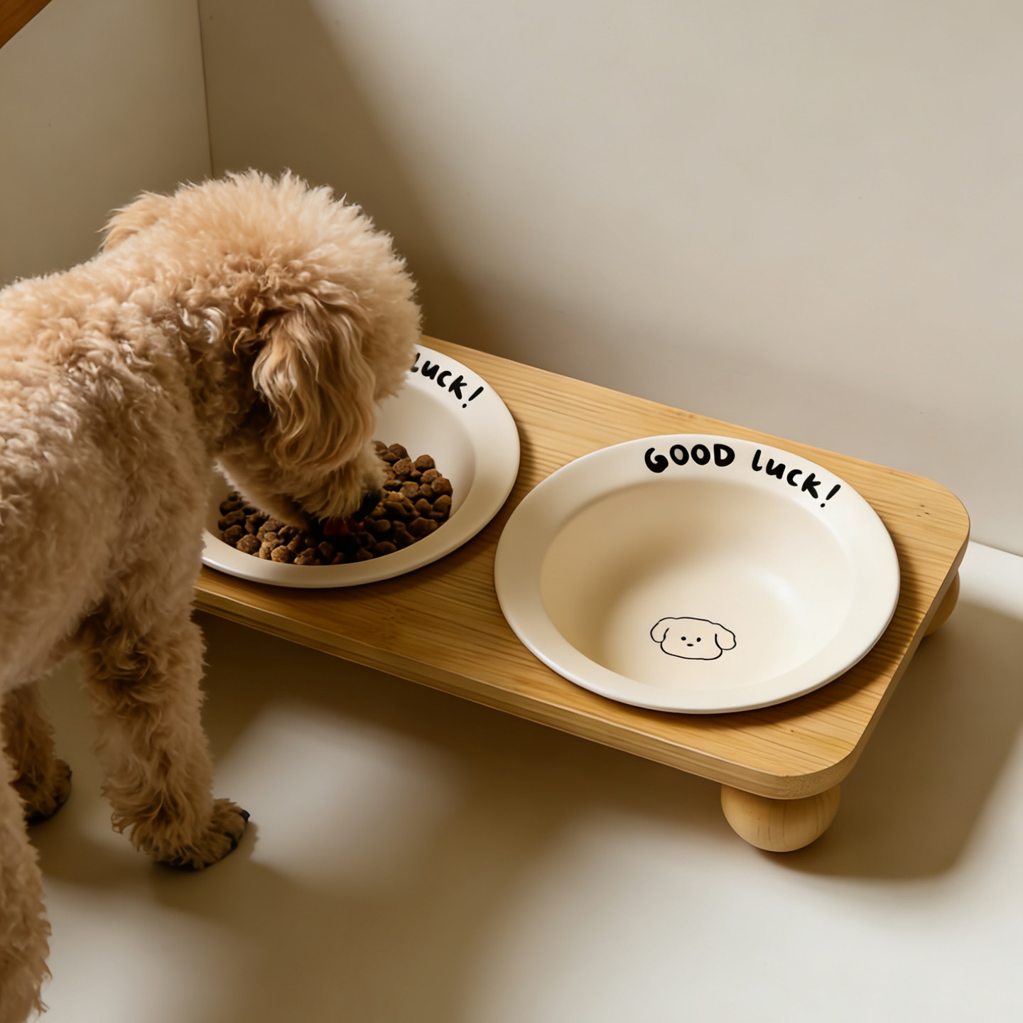 陶瓷宠物猫狗碗竹木双碗日韩BD飞碟猫食盆小狗盆碗护颈防黑下巴,淘宝优惠券,粉丝福利购,淘宝优惠卷