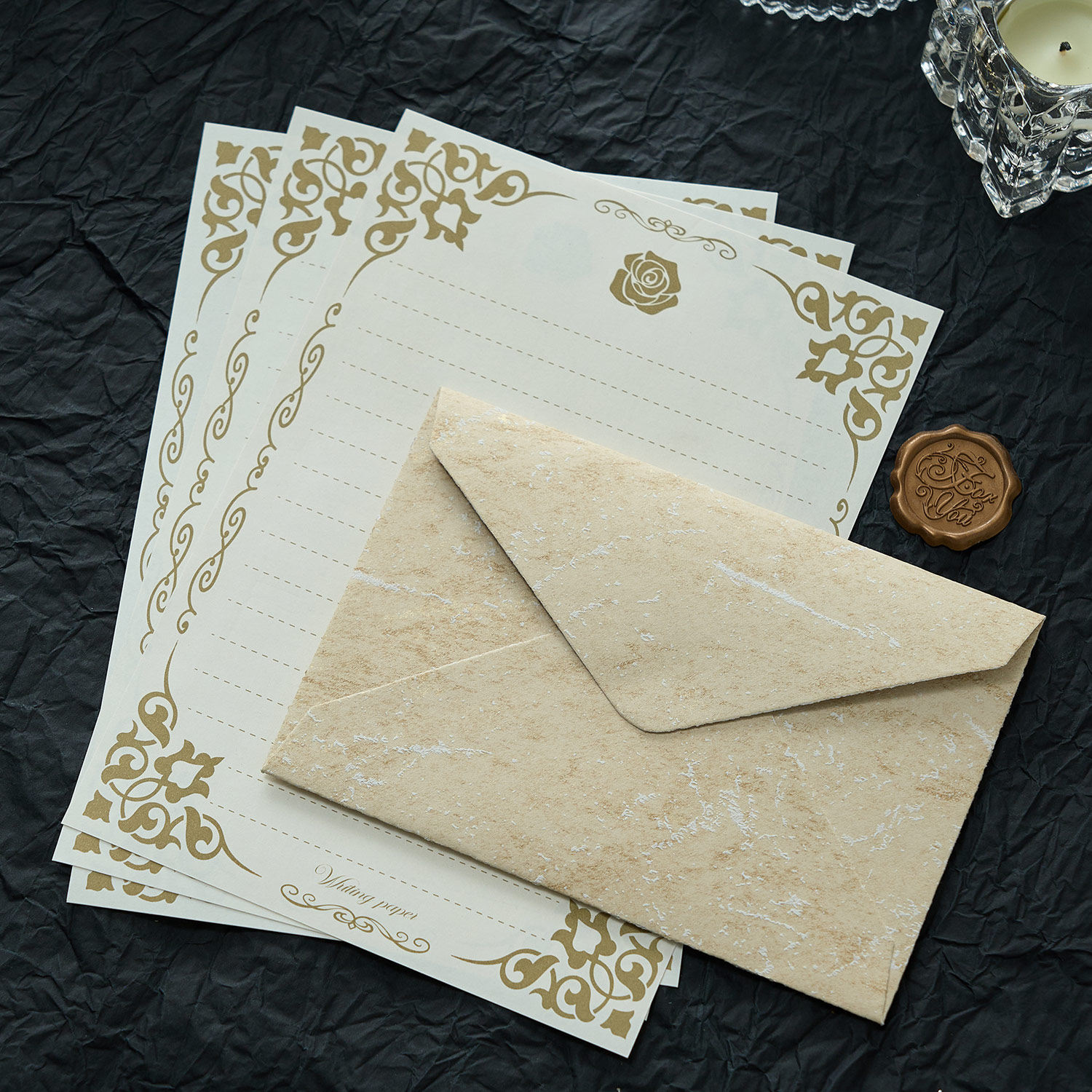 复古鎏金浮雕信纸信封套装水彩肌理高级感纹理写信告白祝福仪式感,淘宝优惠券,粉丝福利购,淘宝优惠卷