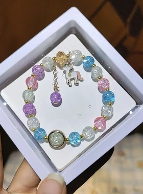 卡通水晶手链学生琉璃爆花串珠