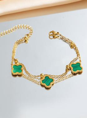 四叶草18k钛钢轻奢女手链