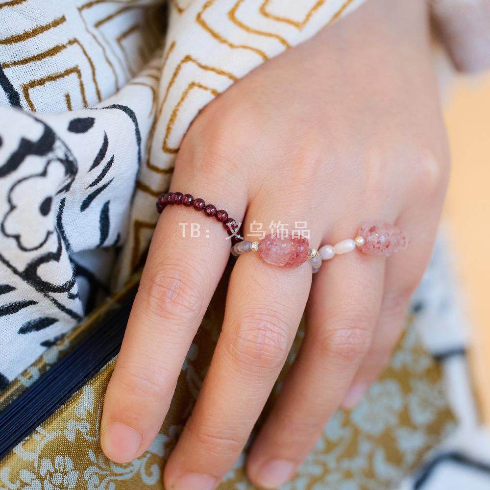 天然碧玺貔貅戒指淡水珍珠石榴石水晶运桃花气质戒子女款对戒高级,淘宝优惠券,粉丝福利购,淘宝优惠卷