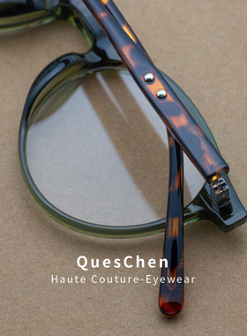 复古橄榄绿色圆框近视眼镜框