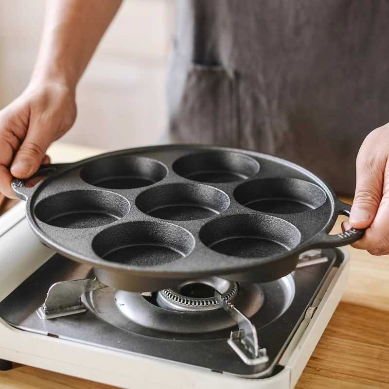 七孔煎锅铸铁鸡蛋汉堡机加深煎蛋模具家用不粘平底锅无涂层蛋饺锅,淘宝优惠券,粉丝福利购,淘宝优惠卷