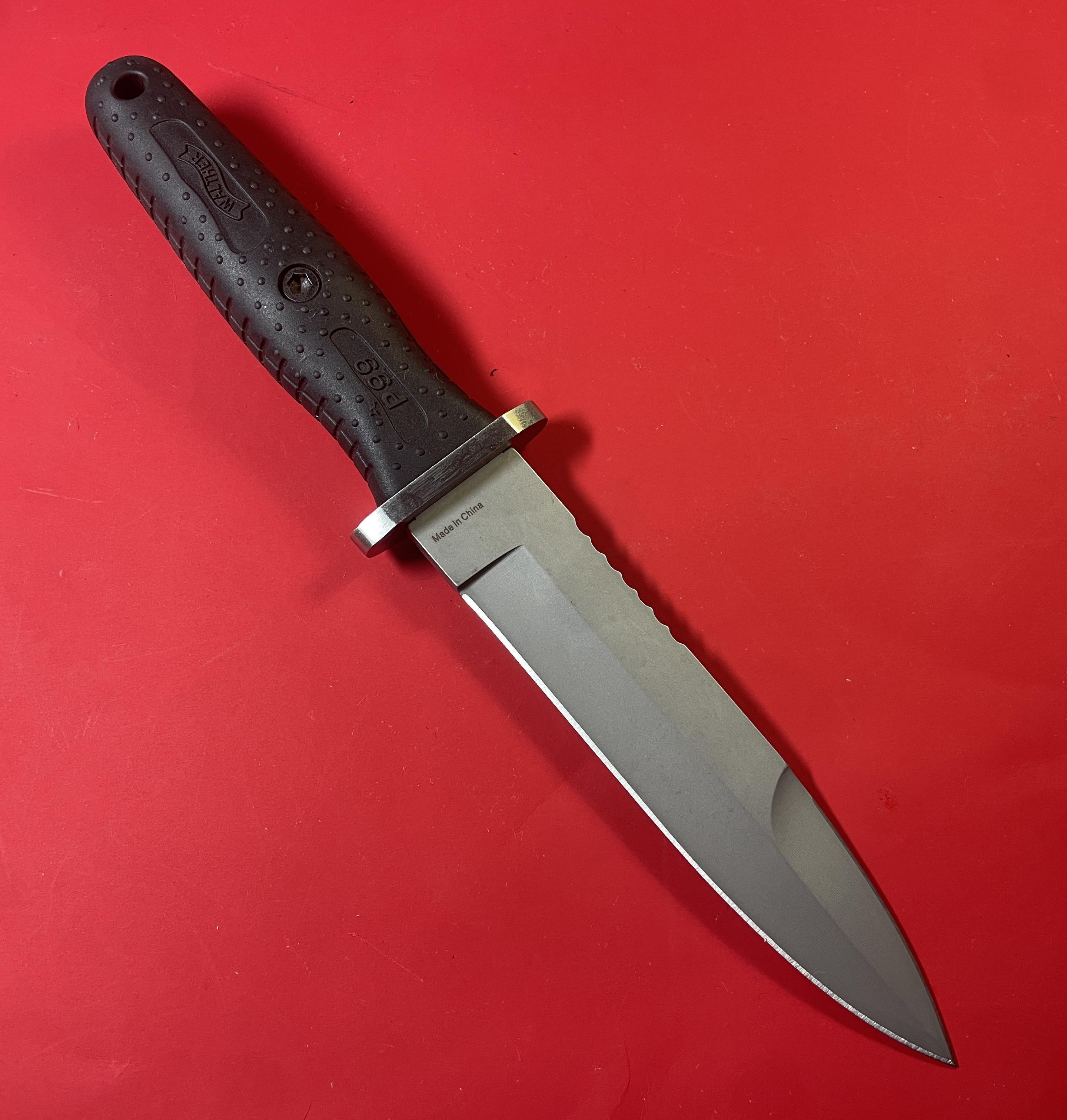 德国进口WALTHER/瓦尔特P99多功能户外直刀440C不锈钢野营生存刀 - 图0