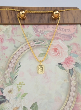 镀18K金方型蜂巢吊坠银河链纯银