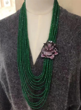 绿色配饰品玉髓高贵毛衣链女高级