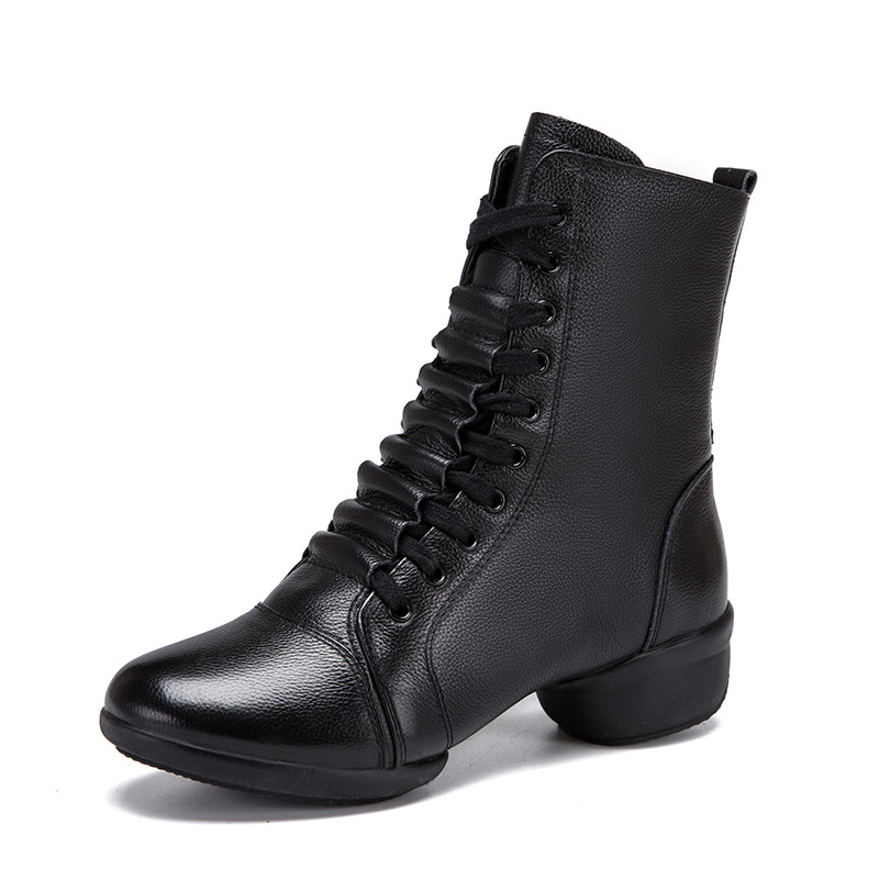 伊兹新冬季舞蹈鞋女新款真皮水兵舞靴子成人跳舞软底中跟广场舞鞋,淘宝优惠券,粉丝福利购,淘宝优惠卷