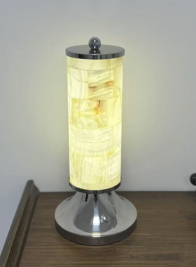 现代简约天然云石创意台灯摆件样板间家居卧室床头柜桌面小夜灯