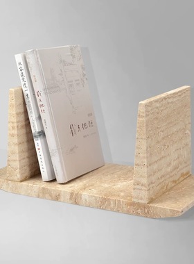 现代简约轻奢洞石大理石书报架样板间售楼处客厅书房桌面收纳摆件