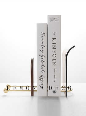 现代轻奢亚克力金属书立书架样板间书房办公室桌面收纳软装饰品