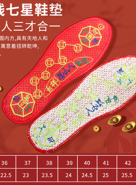 红鞋垫脚踩七星连珠本命年喜庆男女2024龙年绣花厚棉透气吸汗