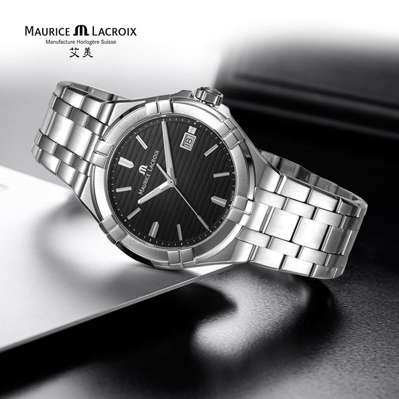 瑞士艾美手表男AIKON系列大表盘钢带石英男表AI1008-SS002-331-1