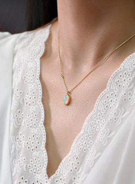 复古轻奢礼物欧泊气质锁骨链黄金