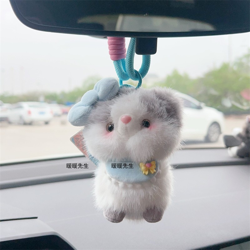 超可爱的车搭子毛绒挂饰猫咪玩偶包包挂件治愈系小猫钥匙扣礼物 - 图0