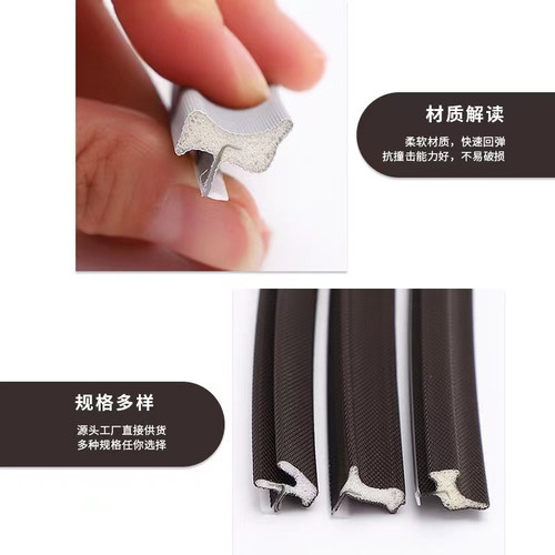 木门窗缝隙密封条防尘门边框卡槽加厚隔音防撞条隔音挡风包边胶条 - 图1
