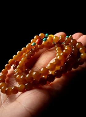 和田玉红糖108项链手链妈妈链山料diy手工搭配散珠