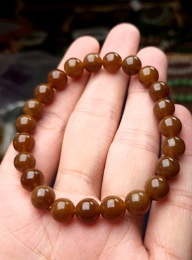 新疆和田玉且末老红糖卡8手串山料手链男女款