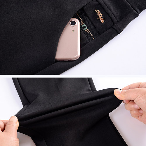 妈妈裤子秋冬加绒高腰时尚老年人长裤宽松中老年女裤休闲直筒裤 - 图2