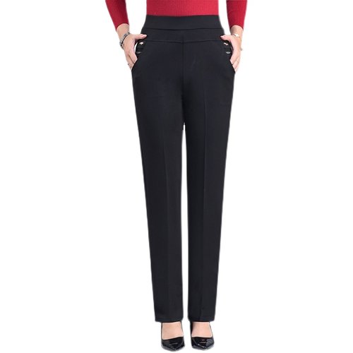 妈妈裤子秋冬加绒高腰时尚老年人长裤宽松中老年女裤休闲直筒裤 - 图3