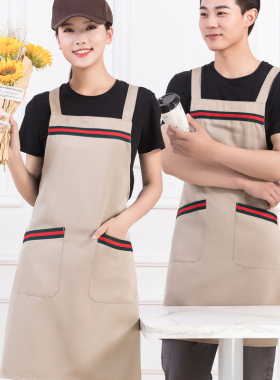 高端围裙时尚简约奶茶店咖啡店花店餐饮工作围裙定制logo印字