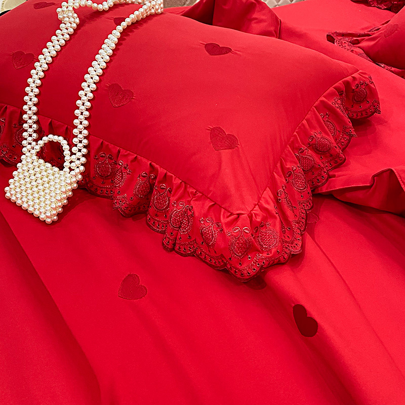 夏天水洗棉夏被四件套结婚大红色夏凉被空调被喜庆公主风薄款被子
