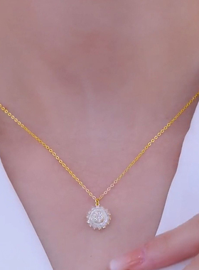 项链会旋转铜钛钢女锁骨链