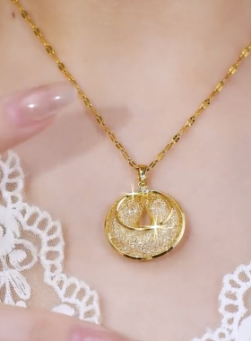 金色环环相扣锁骨链女