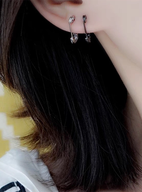 s925银针别针耳环女小众