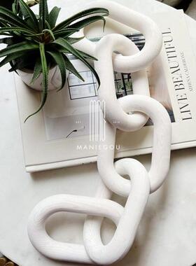 天然大理石创意餐桌厅果盘茶几摆件装饰品白色多环工艺品收纳托盘