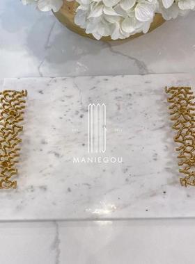 进口创意轻奢长方形芝士蛋糕托盘餐厅桌子家居客厅摆件装饰工艺品